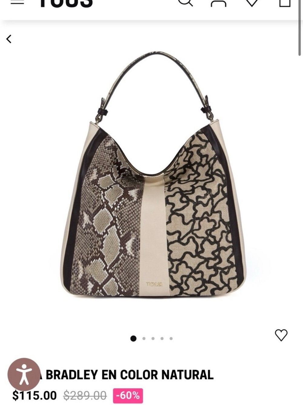 Tous Beige & Brown Patterned Shoulder Hobo (with damages) - Picture 10 of 12
